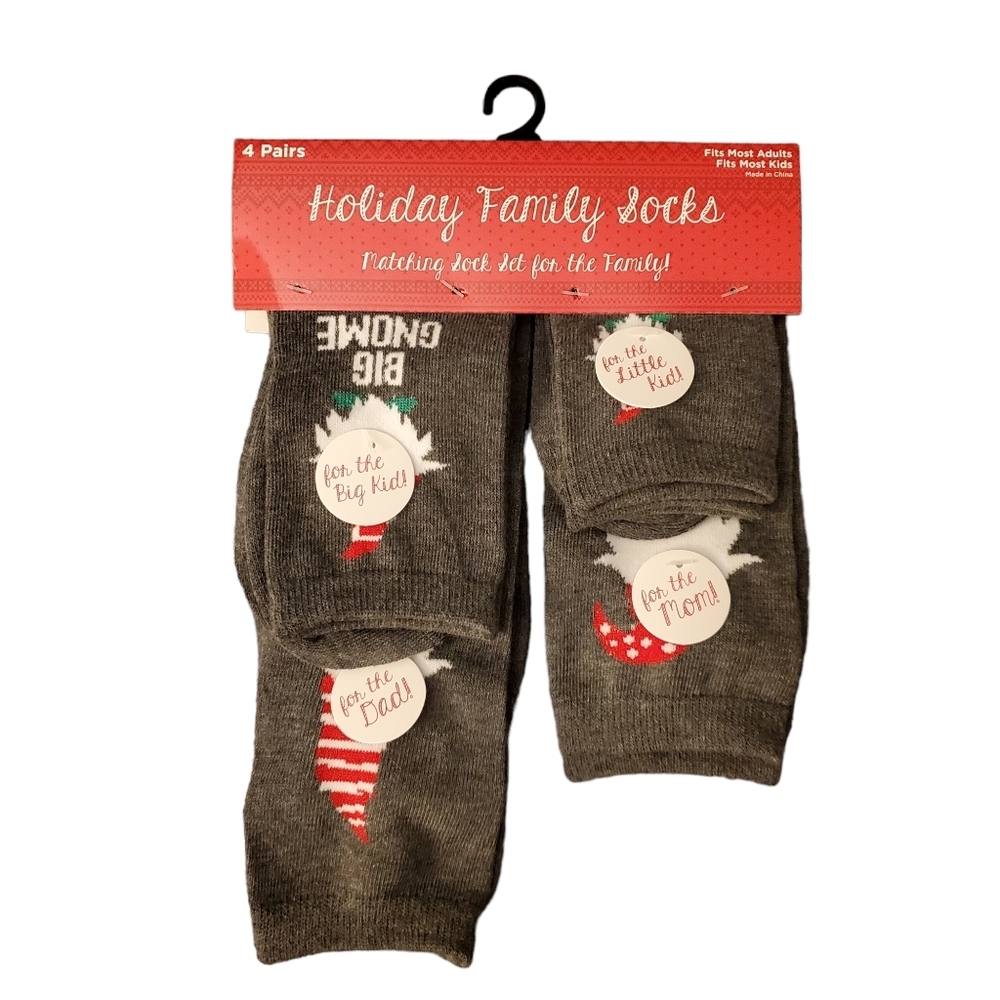 Christmas Gnome‎ Family Fun Socks 4 Pairs New
